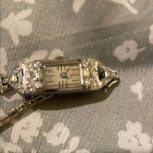 Vintage Art Deco Diamond Accent Silver-tone Ladies Watch